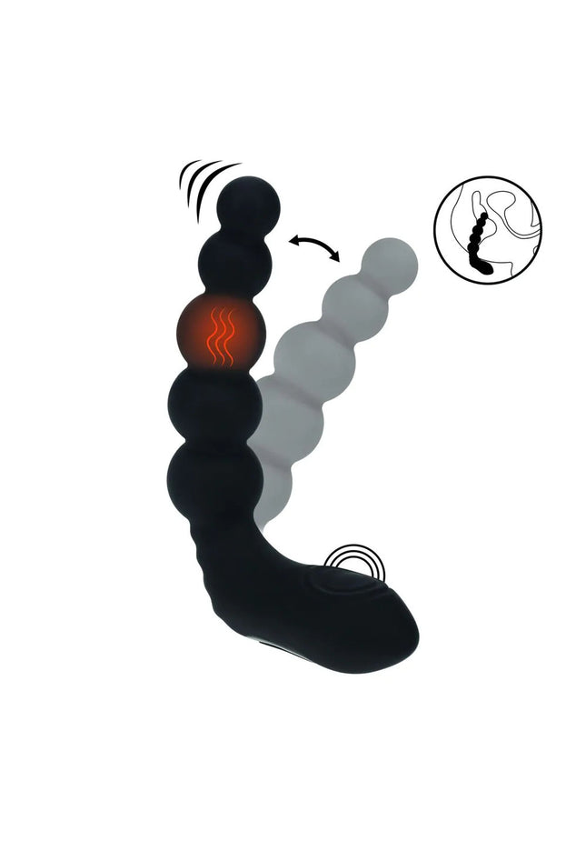 LEVELZ Rechargeable Beaded Prostate Massager - Black USB Rechargeable Heating + Vibrating Prostate Massager