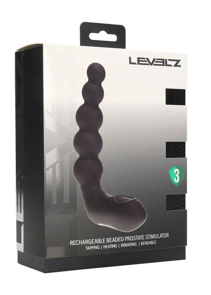 LEVELZ Rechargeable Beaded Prostate Massager - Black USB Rechargeable Heating + Vibrating Prostate Massager
