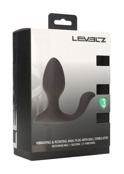 LEVELZ Vibrating & Rotating Anal Plug with Ball Stimulator - Black 10.7 cm USB Rechargeable Vibrating Butt Plug