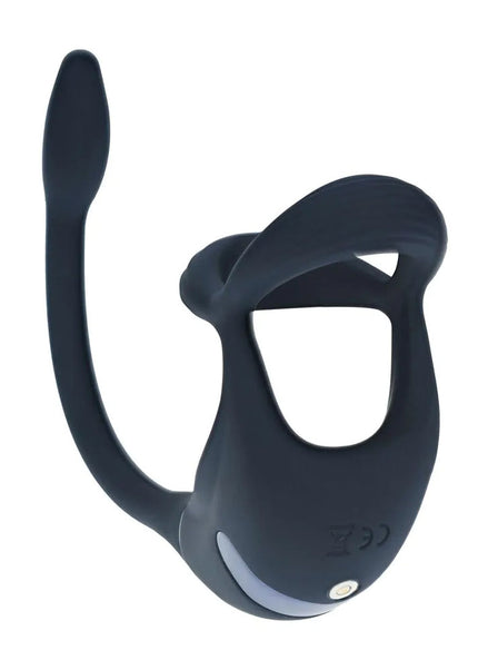 LEVELZ Remote Controlled Vibrating TriO Cock Ring with Prostate Stimulator - Black USB Rechargeable Vibrating Cock Ring with Anal Plug