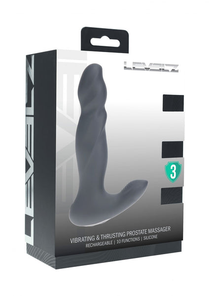 LEVELZ Vibrating & Thrusting Silicone Prostate Massager - Black 14.7 cm USB Rechargeable Thrusting Prostate Massager