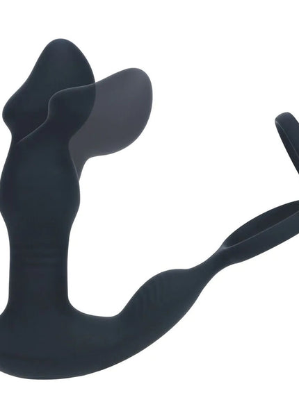 LEVELZ Remote Controlled Prostate Stimulator with Cock Ring - Black USB Rechargeable Vibrating Thrusting Prostate Massager with Cock Ring