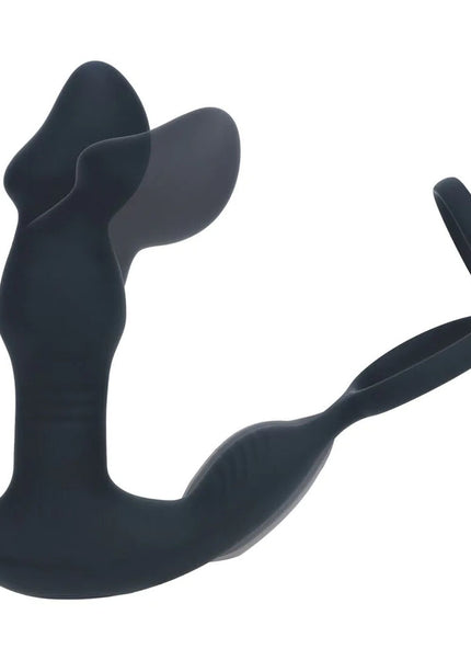 LEVELZ Remote Controlled Prostate Stimulator with Cock Ring - Black USB Rechargeable Vibrating Thrusting Prostate Massager with Cock Ring