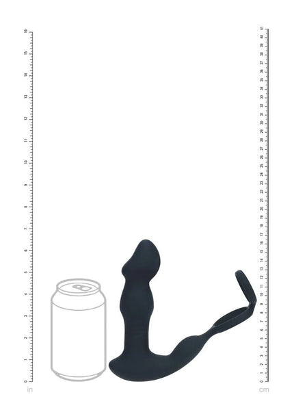 LEVELZ Remote Controlled Prostate Stimulator with Cock Ring - Black USB Rechargeable Vibrating Thrusting Prostate Massager with Cock Ring