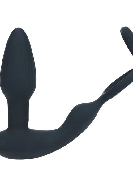 LEVELZ Dual Vibrating Prostate Stimulator with Cock Ring - Black USB Rechargeable Vibrating Butt Plug with Cock Ring