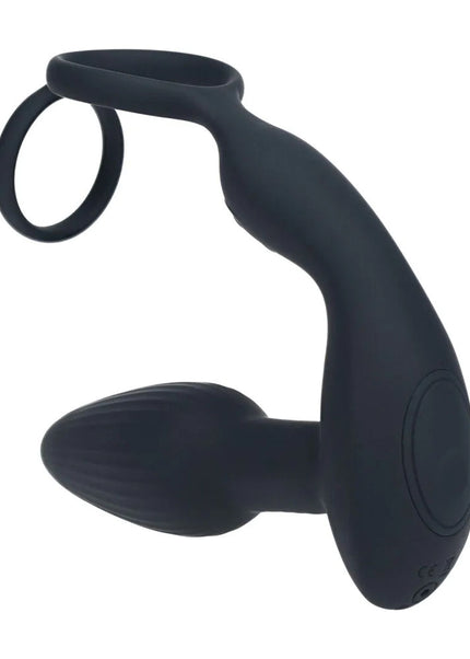 LEVELZ Dual Vibrating Prostate Stimulator with Cock Ring - Black USB Rechargeable Vibrating Butt Plug with Cock Ring