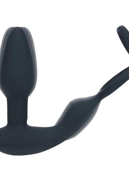LEVELZ Dual Vibrating Prostate Stimulator with Cock Ring - Black USB Rechargeable Vibrating Butt Plug with Cock Ring