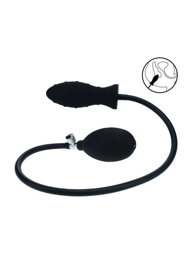 LEVELZ Ribbed Inflatable Anal Plug - Black Inflatable Butt Plug