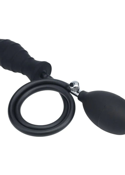 LEVELZ Ribbed Inflatable Anal Plug - Black Inflatable Butt Plug