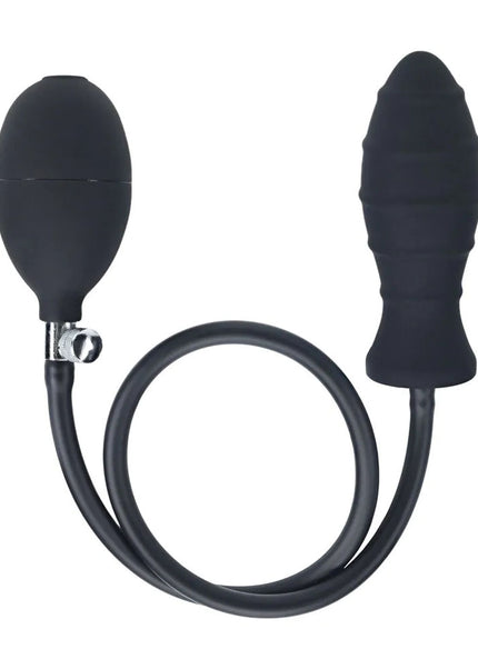 LEVELZ Ribbed Inflatable Anal Plug - Black Inflatable Butt Plug