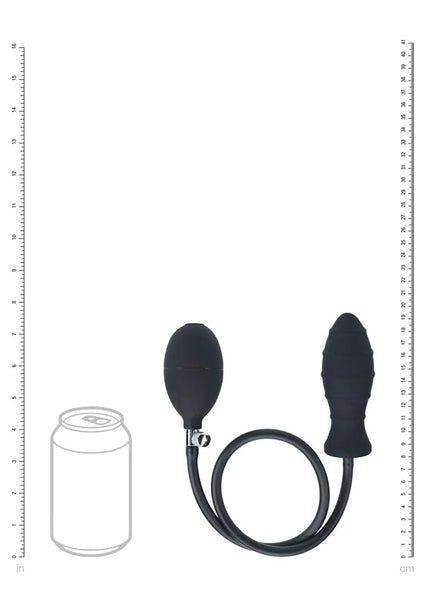 LEVELZ Ribbed Inflatable Anal Plug - Black Inflatable Butt Plug