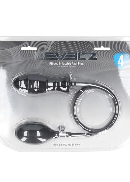 LEVELZ Ribbed Inflatable Anal Plug - Black Inflatable Butt Plug