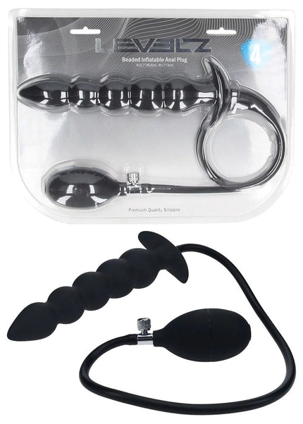 LEVELZ Beaded Inflatable Anal Plug - Black Inflatable Butt Plug