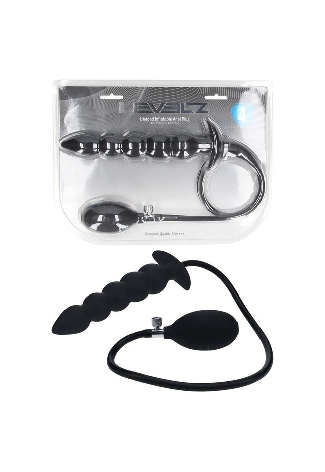 LEVELZ Beaded Inflatable Anal Plug - Black Inflatable Butt Plug