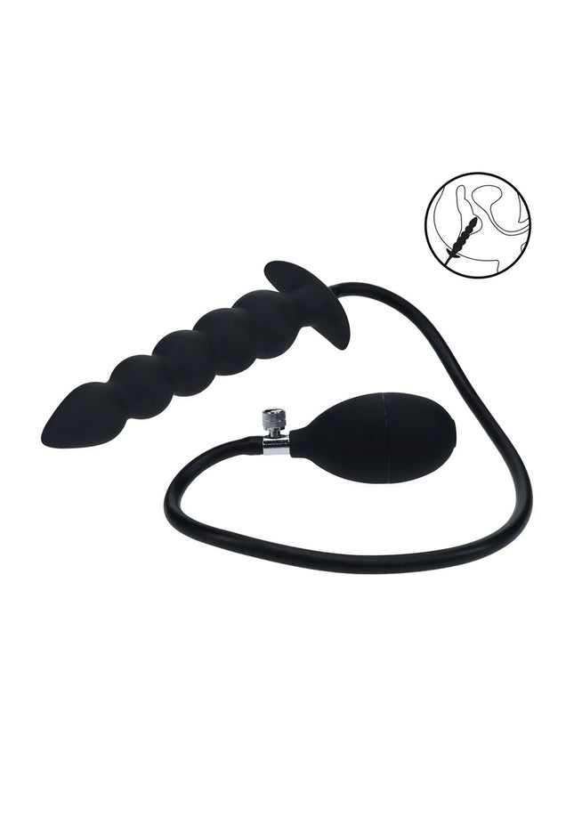LEVELZ Beaded Inflatable Anal Plug - Black Inflatable Butt Plug