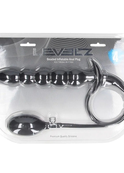 LEVELZ Beaded Inflatable Anal Plug - Black Inflatable Butt Plug