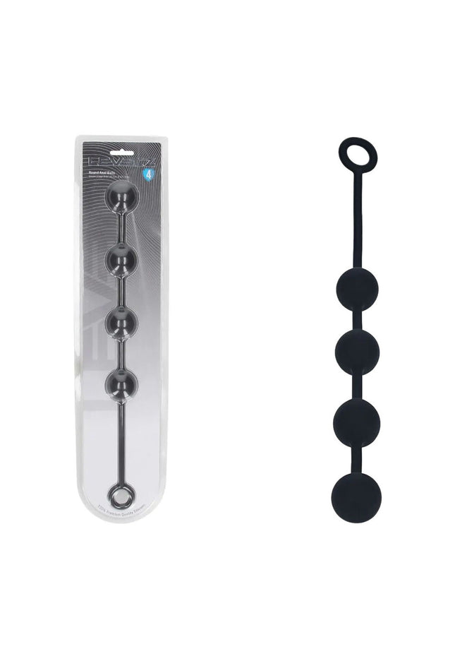 LEVELZ Round Silicone Anal Balls - L - 40mm - Black 40.5 cm Large Anal Beads
