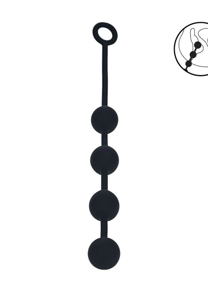 LEVELZ Round Silicone Anal Balls - L - 40mm - Black 40.5 cm Large Anal Beads