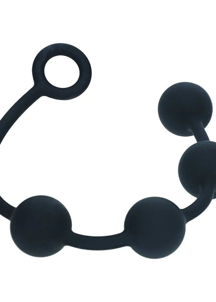 LEVELZ Round Silicone Anal Balls - L - 40mm - Black 40.5 cm Large Anal Beads