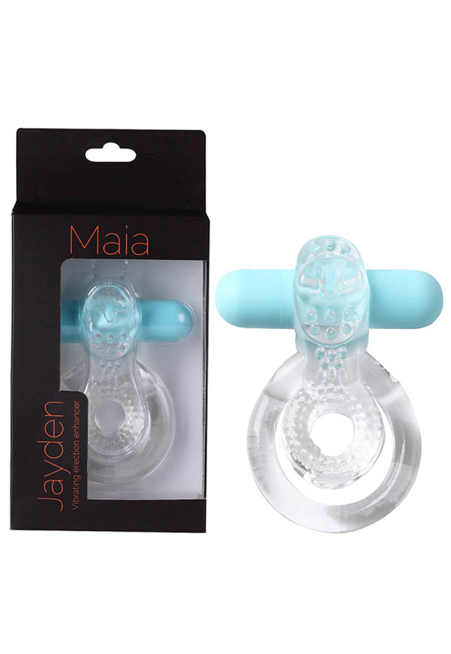 Maia Jayden - Clear/Blue USB Rechargeable Vibrating Cock & Ball Rings
