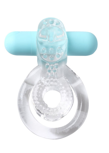 Maia Jayden - Clear/Blue USB Rechargeable Vibrating Cock & Ball Rings
