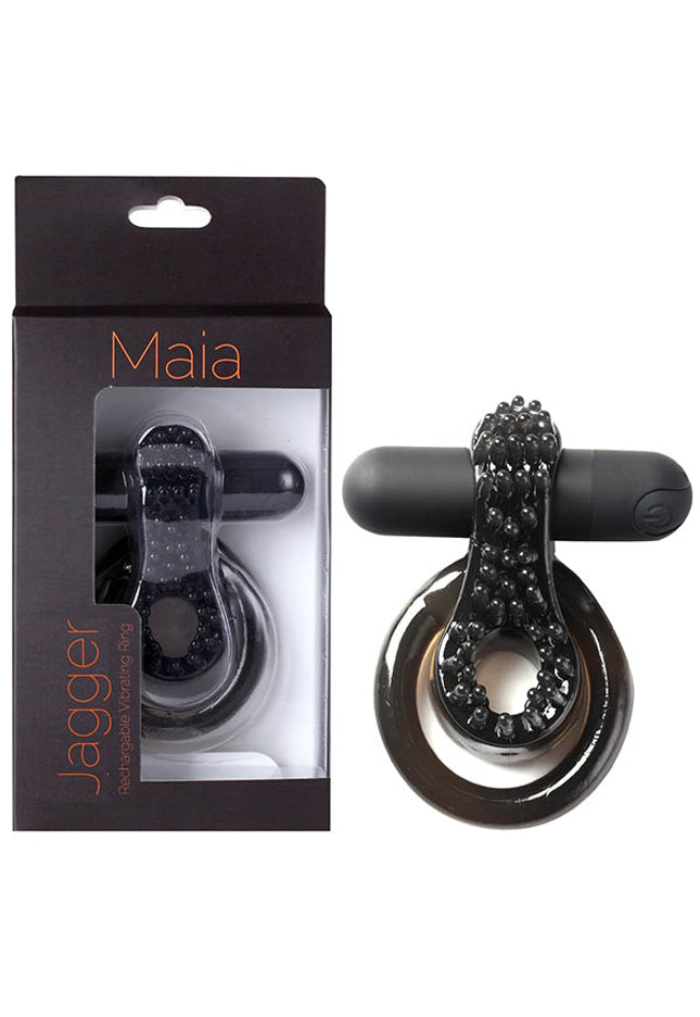 Maia Jagger - Black USB Rechargeable Vibrating Cock & Ball Ring