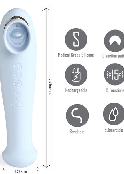 Maia Destiny - Blue USB Rechargeable Suction Fluttering Tongue Vibrator Wand