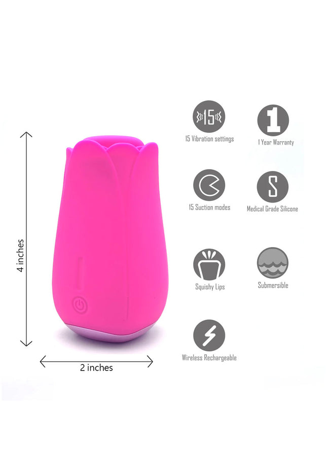 Maia Tulip Pro - Pink - Pink Wireless Charging Pulsating Clitoral Stimulator