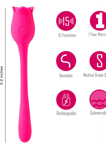 Maia MEADOW - Pink 14 cm USB Rechargeable Flower Stimulator