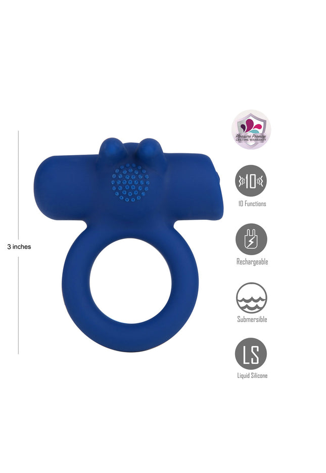 Maia HUXLEY - Blue - Blue USB Rechargeable Strong Vibrating Cock Ring
