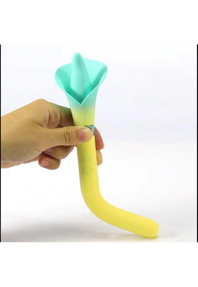 Maia VALA - Yellow - Yellow/Green 22.2 cm USB Rechargeable Flower Vibrator