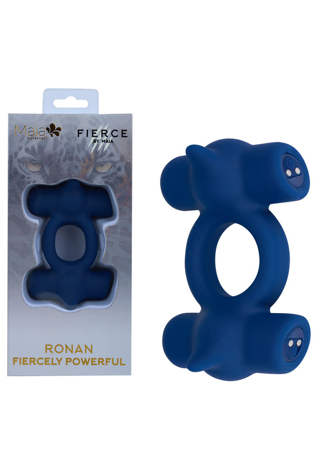 Maia RONAN - Blue - Blue USB Rechargeable Dual Vibrating Cock Ring
