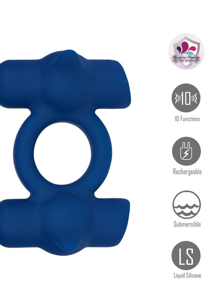Maia RONAN - Blue - Blue USB Rechargeable Dual Vibrating Cock Ring