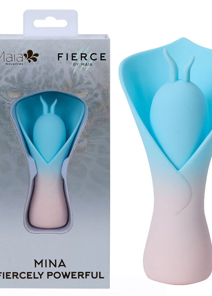 Maia MINA - Blue - Blue/Pink USB Rechargeable Fluttering Flower Stimulator