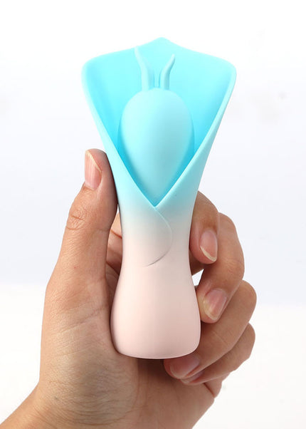 Maia MINA - Blue - Blue/Pink USB Rechargeable Fluttering Flower Stimulator