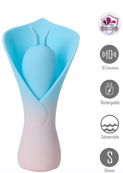 Maia MINA - Blue - Blue/Pink USB Rechargeable Fluttering Flower Stimulator