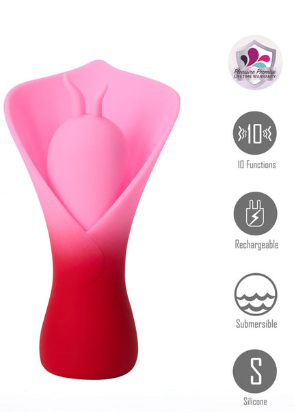 Maia MINA - Red - Red/Pink USB Rechargeable Fluttering Flower Stimulator