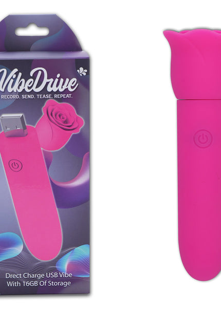 Maia VIBEDRIVE - Pink - Pink 10 cm USB Rechargeable Bullet with 16 GB Storage