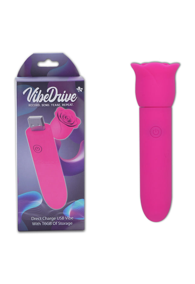 Maia VIBEDRIVE - Pink - Pink 10 cm USB Rechargeable Bullet with 16 GB Storage