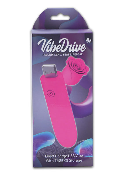 Maia VIBEDRIVE - Pink - Pink 10 cm USB Rechargeable Bullet with 16 GB Storage