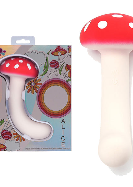 Maia ALICE - Red/White 15.2 cm USB Rechargeable Dual Vibrating Mushroom