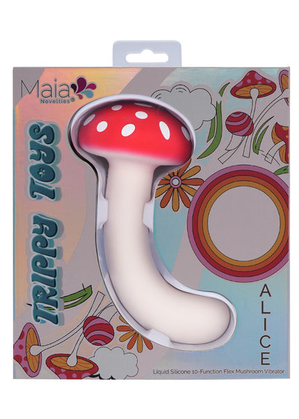 Maia ALICE - Red/White 15.2 cm USB Rechargeable Dual Vibrating Mushroom