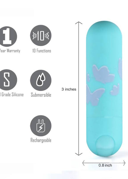 Maia Julia - Teal 7.6 cm USB Rechargeable Bullet