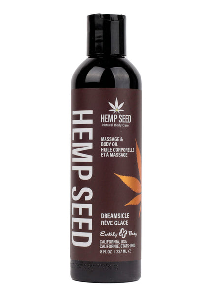 Hemp Seed Massage & Body Oil - Dreamsicle (Tangerine & Plum) Scented - 237 ml Bottle