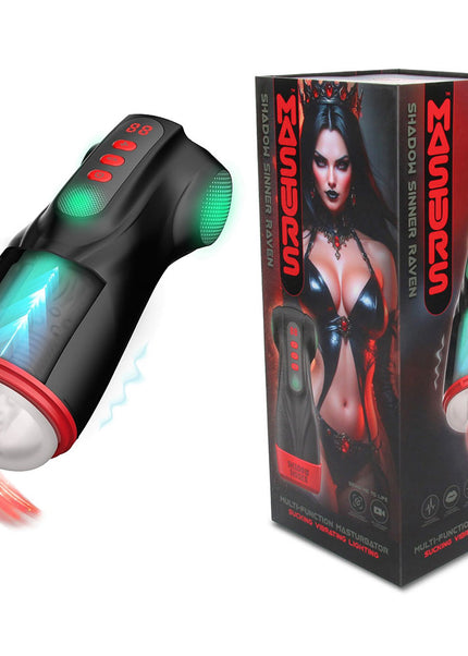 MASTURS Raven - USB Rechargeable Vibrating and Sucking Auto Stroker with Augmented Reality