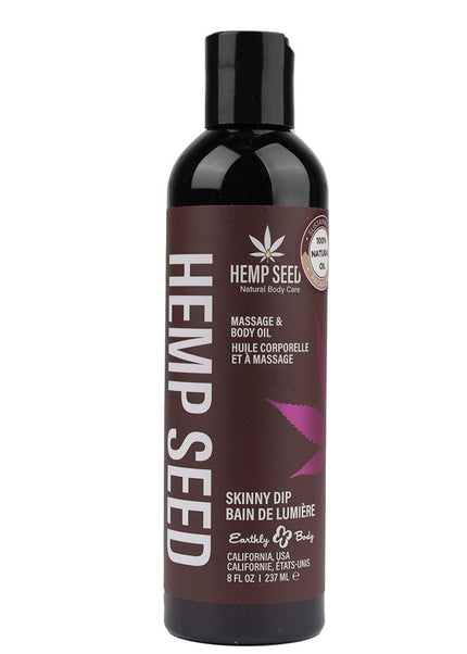 Hemp Seed Massage & Body Oil - Skinny Dip (Vanilla & Fairy Floss) Scented - 237 ml Bottle