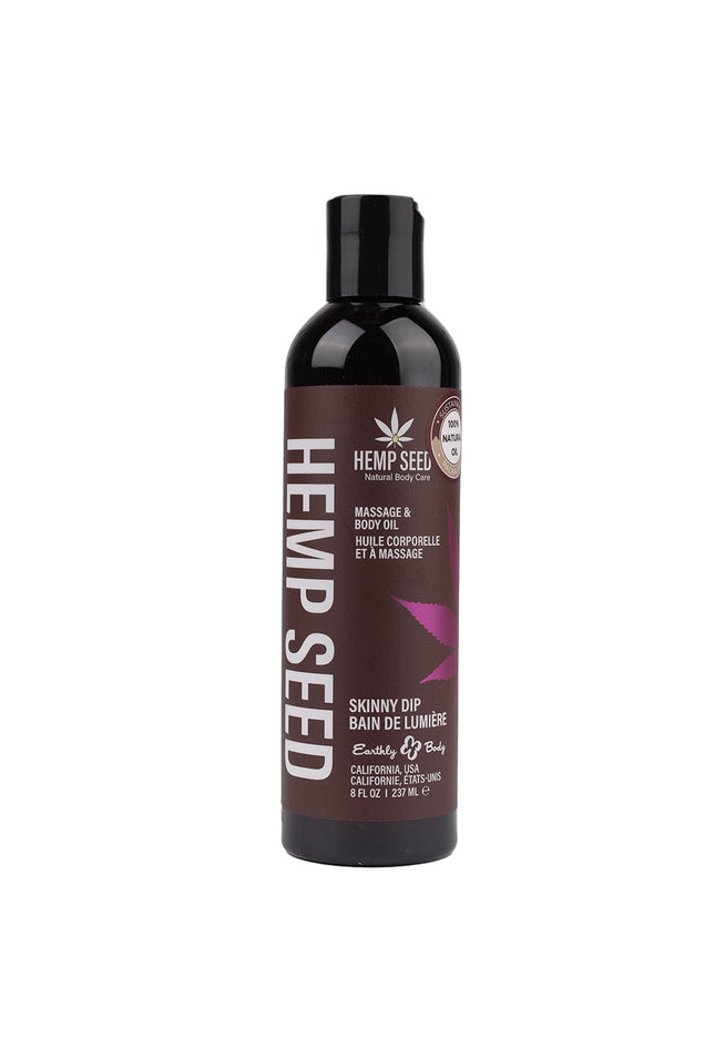 Hemp Seed Massage & Body Oil - Skinny Dip (Vanilla & Fairy Floss) Scented - 237 ml Bottle