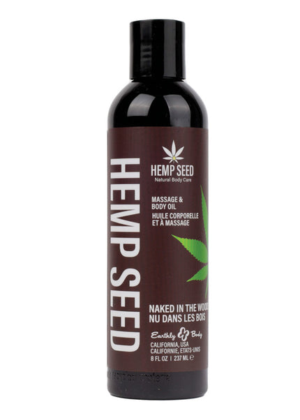 Hemp Seed Massage & Body Oil - Naked In The Woods (White Tea & Ginger) Scented - 237 ml Bottle