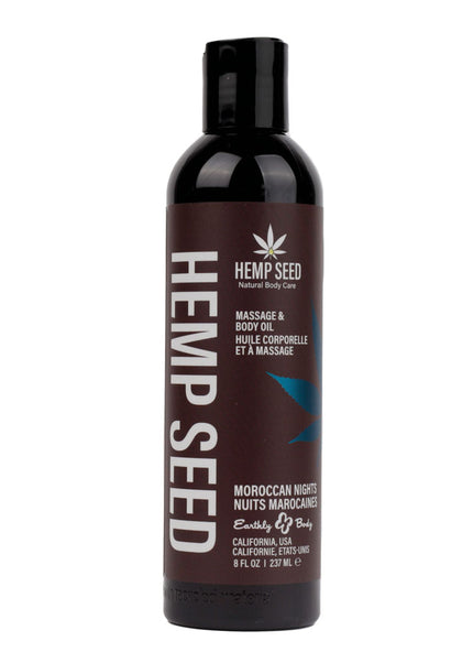 Hemp Seed Massage & Body Oil - Moroccan Nights (Earthy & Spicy-Sensual) Scented - 237 ml Bottle