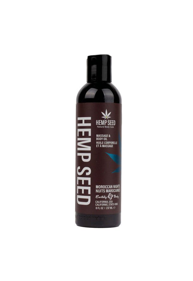 Hemp Seed Massage & Body Oil - Moroccan Nights (Earthy & Spicy-Sensual) Scented - 237 ml Bottle